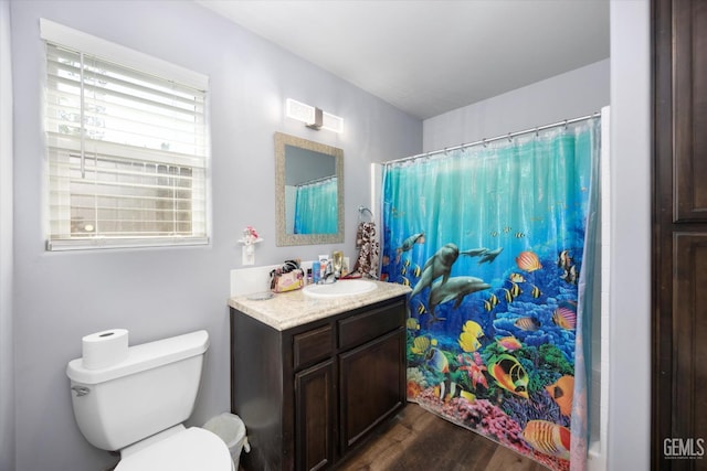 6202 Ocean Jasper Dr, Bakersfield, CA 93313 - full bathroom with vanity, wood finished floors, and curtained shower