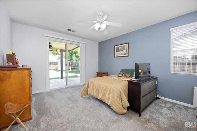 6202 Ocean Jasper Dr, Bakersfield, CA 93313 - carpeted bedroom featuring access to exterior and a ceiling fan