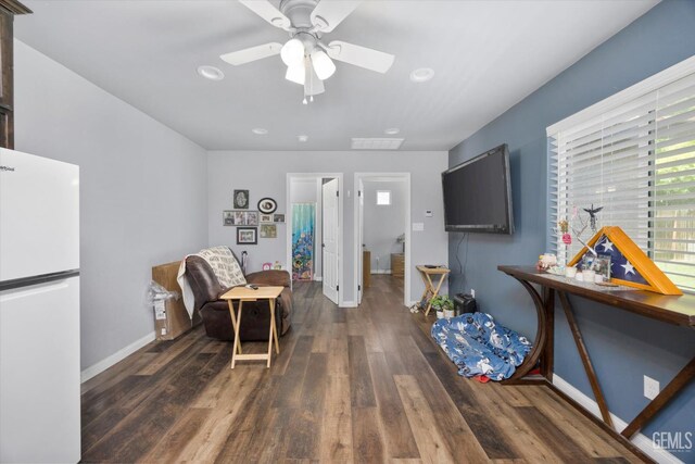 6202 Ocean Jasper Dr, Bakersfield, CA 93313 - sitting room with wood finished floors, ceiling fan, and recessed lighting