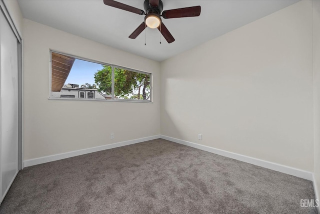 2414 Noble Ave, Bakersfield, CA 93306 - unfurnished bedroom featuring carpet floors, a closet, a ceiling fan, and baseboards