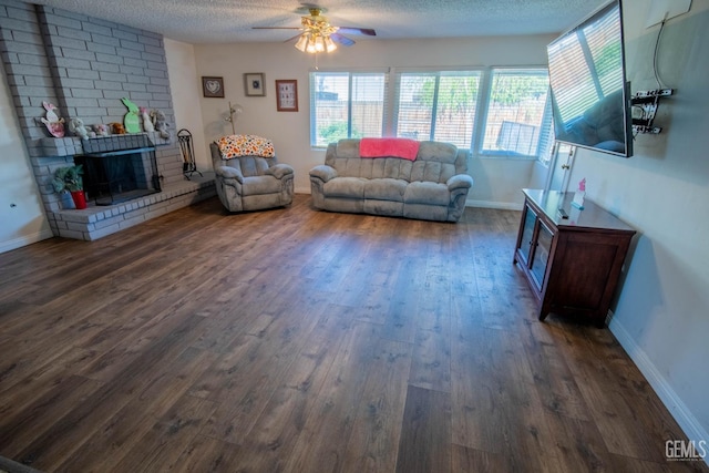 1805 Glenbrea Ct, Bakersfield, CA 93309 - living area with baseboards, a textured ceiling, ceiling fan, and dark wood finished floors