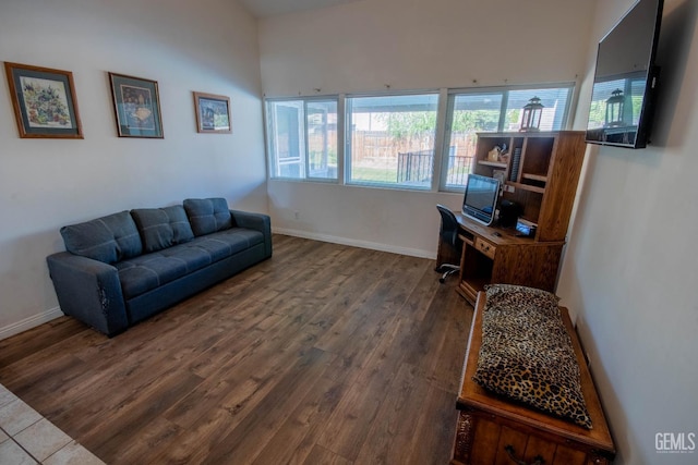 1805 Glenbrea Ct, Bakersfield, CA 93309 - office area featuring plenty of natural light, baseboards, and wood finished floors
