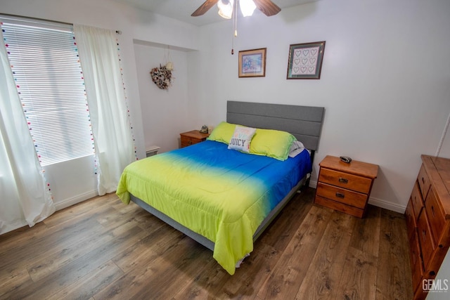 1805 Glenbrea Ct, Bakersfield, CA 93309 - bedroom featuring baseboards, a ceiling fan, and wood finished floors