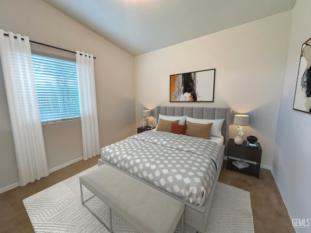 10304 Blythe Ct, Bakersfield, CA 93311 - bedroom with carpet floors, vaulted ceiling, and baseboards