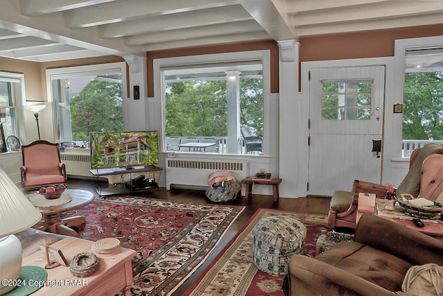 sunroom / solarium with radiator heating unit