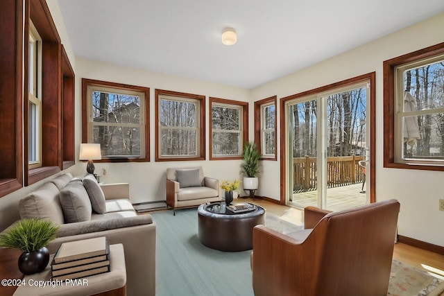 sunroom featuring baseboard heating