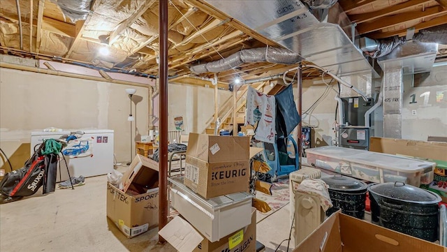 600 N Harrity Rd, Palmerton, PA 18071 - unfinished basement with white refrigerator