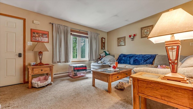 600 N Harrity Rd, Palmerton, PA 18071 - living room featuring carpet floors and a baseboard radiator