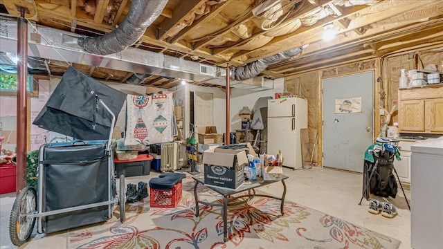 600 N Harrity Rd, Palmerton, PA 18071 - unfinished basement featuring freestanding refrigerator and washer / clothes dryer