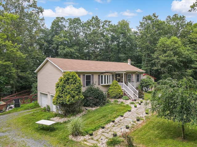 600 N Harrity Rd, Palmerton, PA 18071 - single story home featuring an attached garage, driveway, and a chimney