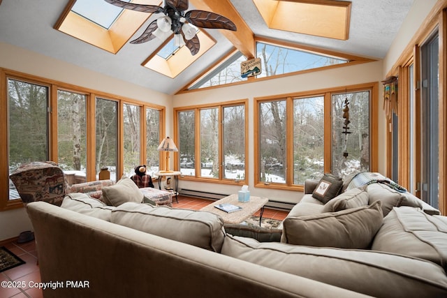 2222 Hillcrest Dr, Pocono Pines, PA 18350 - sunroom / solarium with vaulted ceiling with skylight and ceiling fan