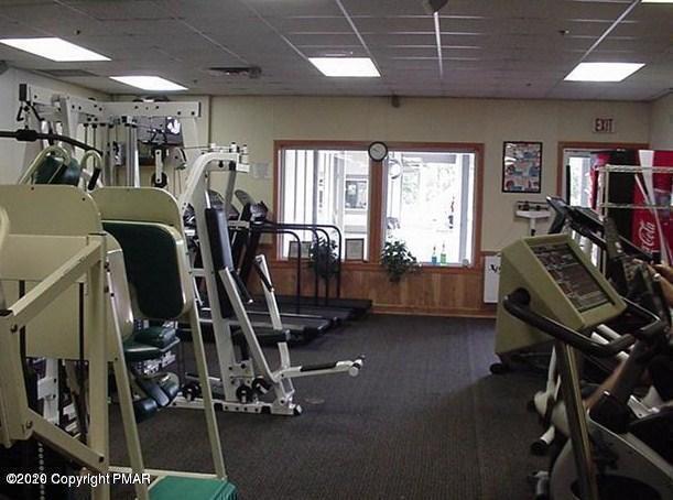 158 Saunders Dr, Bushkill, PA 18324 - workout area featuring a drop ceiling