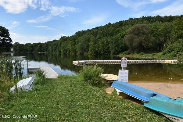158 Saunders Dr, Bushkill, PA 18324 - dock area with a view of trees and a water view