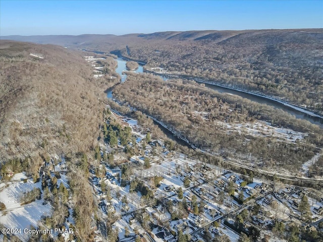 birds eye view of property featuring a mountain view