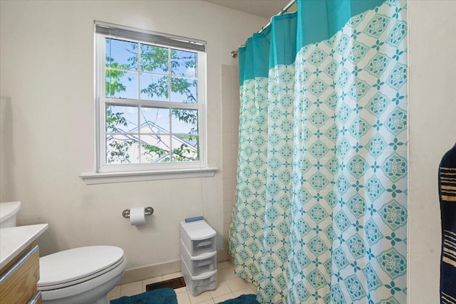 2358 Snapdragon Pt, East Stroudsburg, PA 18301 - bathroom with vanity, tile patterned flooring, plenty of natural light, and a shower with shower curtain