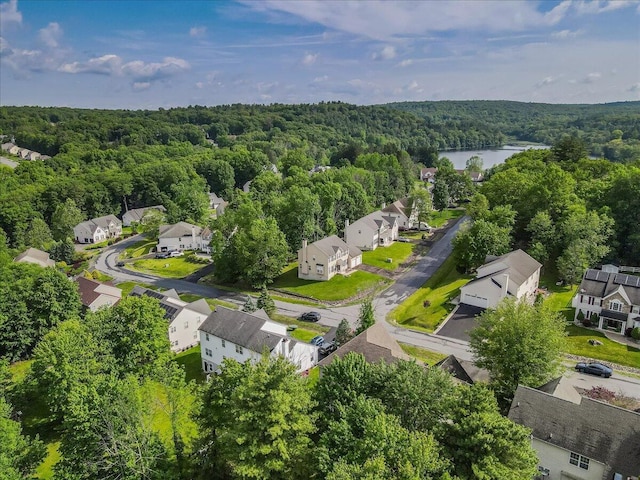 2358 Snapdragon Pt, East Stroudsburg, PA 18301 - aerial perspective of suburban area featuring a forest and a large body of water