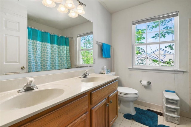 2358 Snapdragon Pt, East Stroudsburg, PA 18301 - bathroom featuring double vanity, tile patterned flooring, and a shower with shower curtain