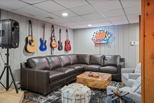 7 Park Ln, Lake Harmony, PA 18624 - living area featuring a paneled ceiling, wood finished floors, and recessed lighting