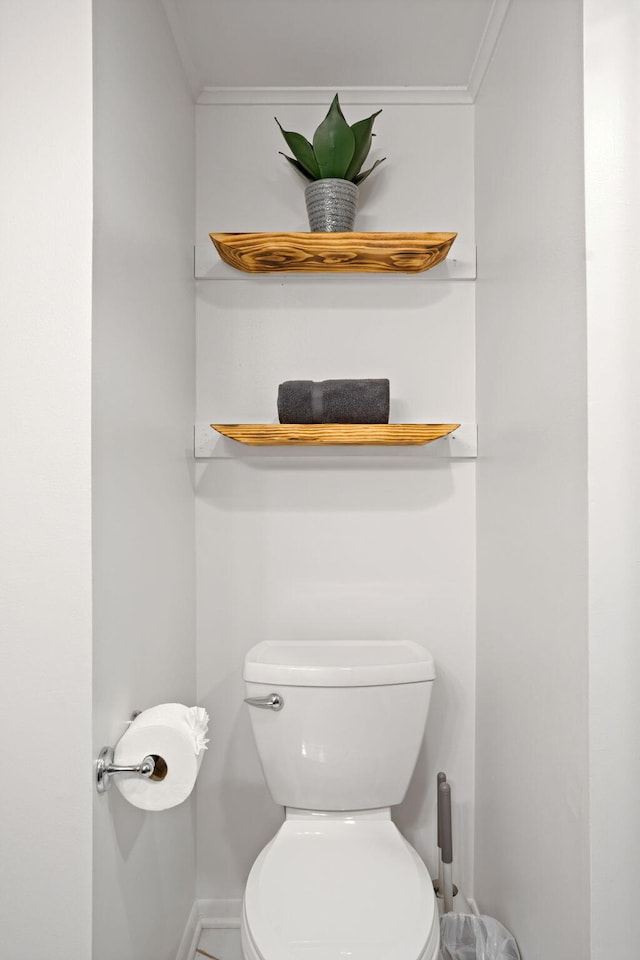 7 Park Ln, Lake Harmony, PA 18624 - bathroom with ornamental molding, toilet, and baseboards