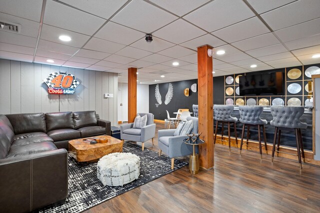 7 Park Ln, Lake Harmony, PA 18624 - living area with wood finished floors, recessed lighting, and bar area