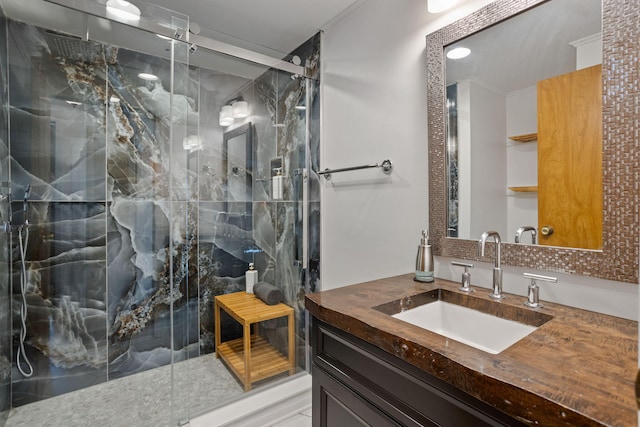 7 Park Ln, Lake Harmony, PA 18624 - full bath featuring vanity and a marble finish shower