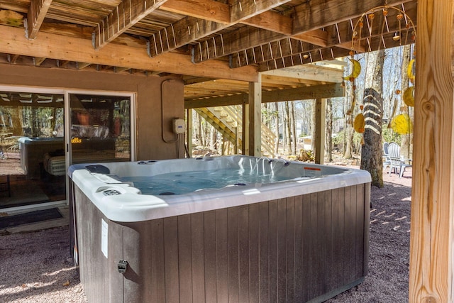 7 Park Ln, Lake Harmony, PA 18624 - view of patio / terrace with a hot tub and cooling unit