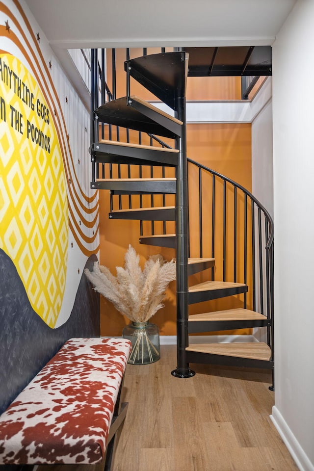7 Park Ln, Lake Harmony, PA 18624 - staircase featuring wood finished floors and baseboards