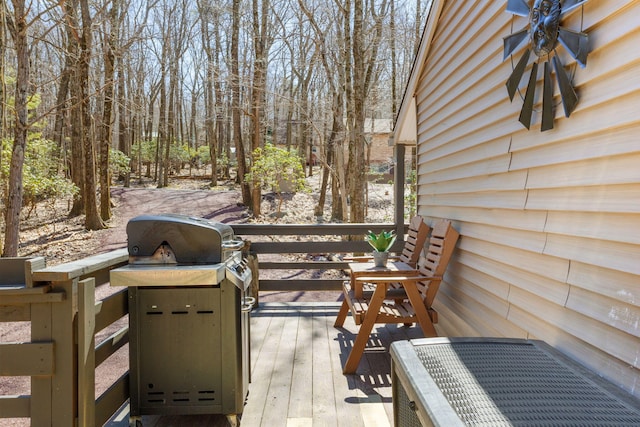 7 Park Ln, Lake Harmony, PA 18624 - wooden terrace with a grill