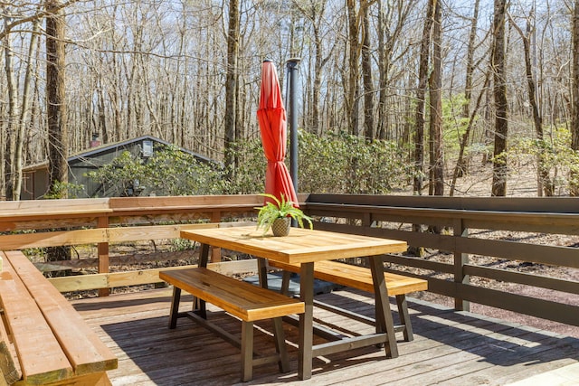 7 Park Ln, Lake Harmony, PA 18624 - wooden terrace featuring outdoor dining area