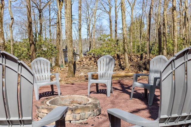 7 Park Ln, Lake Harmony, PA 18624 - view of patio featuring a fire pit