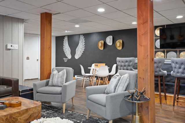 7 Park Ln, Lake Harmony, PA 18624 - living area with wood finished floors, recessed lighting, and an accent wall