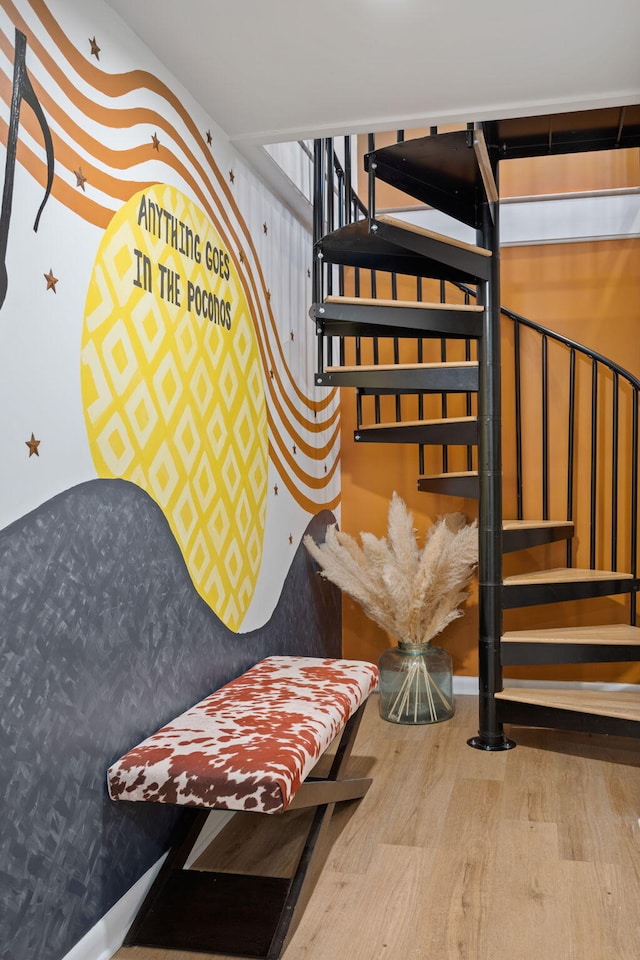 7 Park Ln, Lake Harmony, PA 18624 - stairway featuring wood finished floors