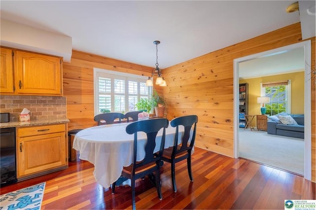 5622 Snowdrift Rd, Orefield, PA 18069 - dining area featuring wooden walls and wood finished floors
