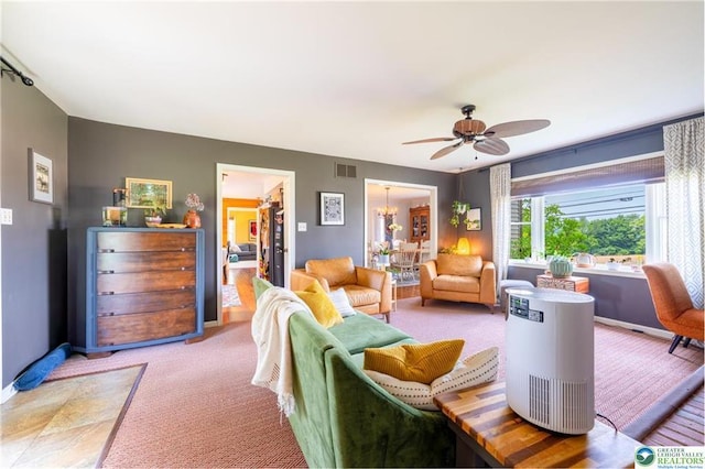 5622 Snowdrift Rd, Orefield, PA 18069 - living area featuring light colored carpet and ceiling fan