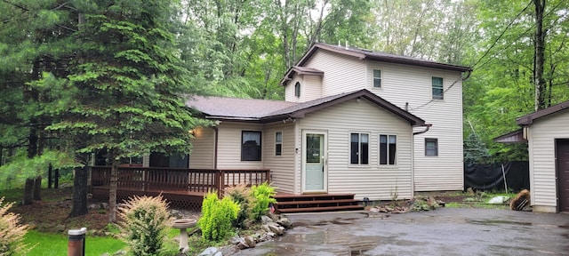 916 Old Stage Rd, Albrightsville, PA 18210 - rear view of property featuring a wooden deck and asphalt driveway