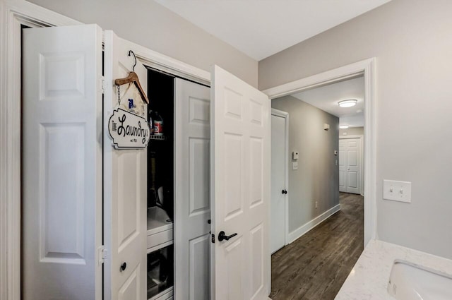 348 Mountain Top Lake Rd, Long Pond, PA 18334 - hall featuring dark wood-type flooring and baseboards