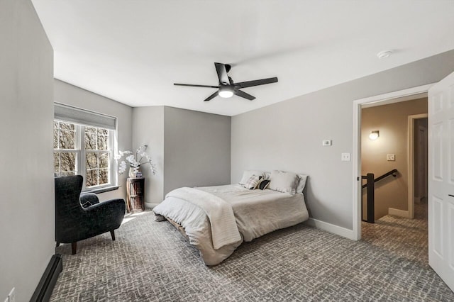 348 Mountain Top Lake Rd, Long Pond, PA 18334 - carpeted bedroom featuring a ceiling fan and baseboards