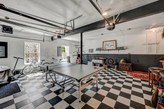 348 Mountain Top Lake Rd, Long Pond, PA 18334 - recreation room featuring a garage and tile patterned floors