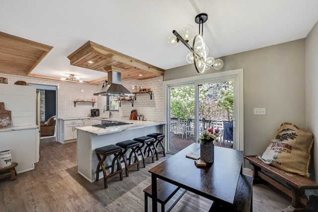 348 Mountain Top Lake Rd, Long Pond, PA 18334 - dining room with a chandelier and dark wood-type flooring