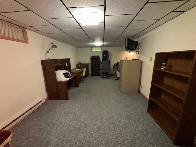 110 Alwen Ave, East Stroudsburg, PA 18301 - carpeted office space featuring baseboard heating and a drop ceiling