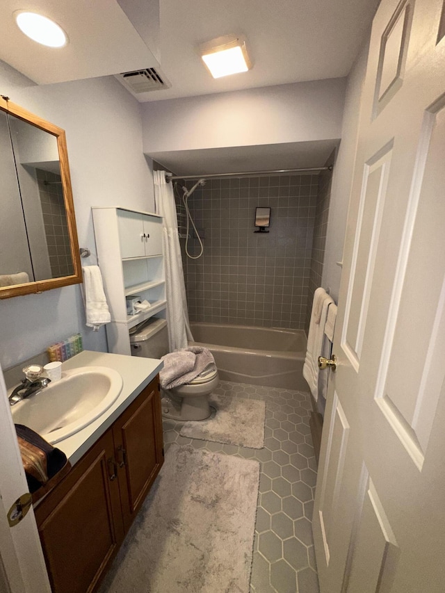 110 Alwen Ave, East Stroudsburg, PA 18301 - full bath with vanity, shower / bath combo with shower curtain, and tile patterned flooring