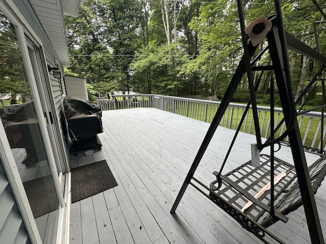 110 Alwen Ave, East Stroudsburg, PA 18301 - wooden terrace featuring view of wooded area