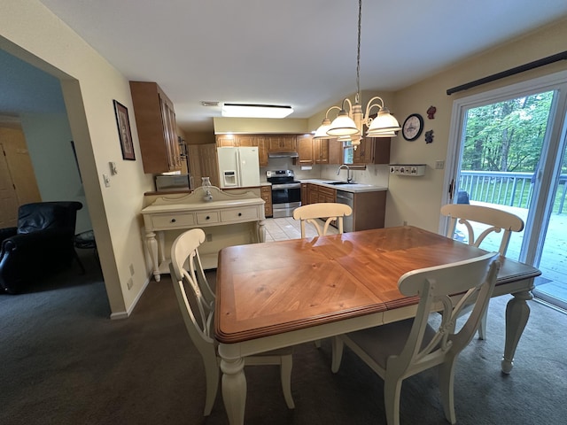 110 Alwen Ave, East Stroudsburg, PA 18301 - dining room featuring carpet and a chandelier