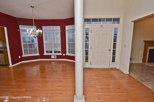 127 Bethpage Ter, Easton, PA 18042 - entryway with wood finished floors and a chandelier