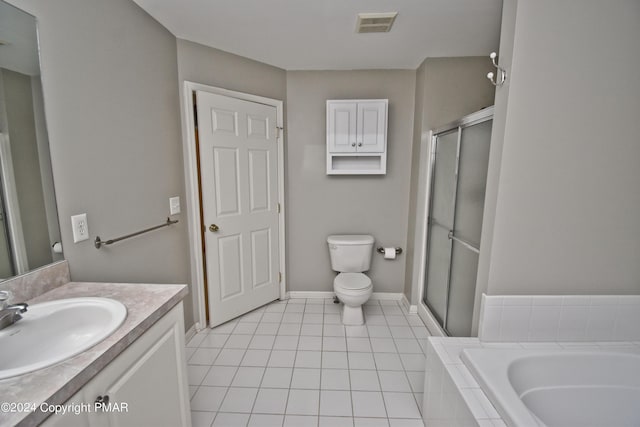 127 Bethpage Ter, Easton, PA 18042 - full bathroom featuring vanity, a bath, tile patterned floors, and a shower with shower door