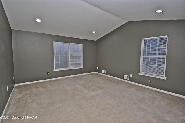 127 Bethpage Ter, Easton, PA 18042 - carpeted spare room with lofted ceiling and recessed lighting