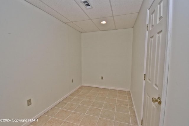 127 Bethpage Ter, Easton, PA 18042 - empty room featuring a drop ceiling, recessed lighting, and light tile patterned floors
