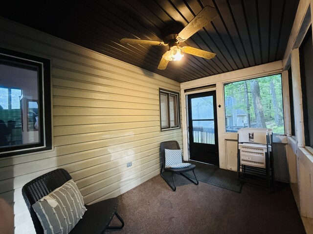 119 Sterling Cir, Bushkill, PA 18324 - sunroom / solarium featuring a ceiling fan and heating unit