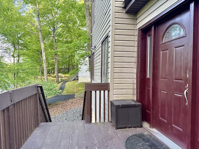 119 Sterling Cir, Bushkill, PA 18324 - property entrance with a deck