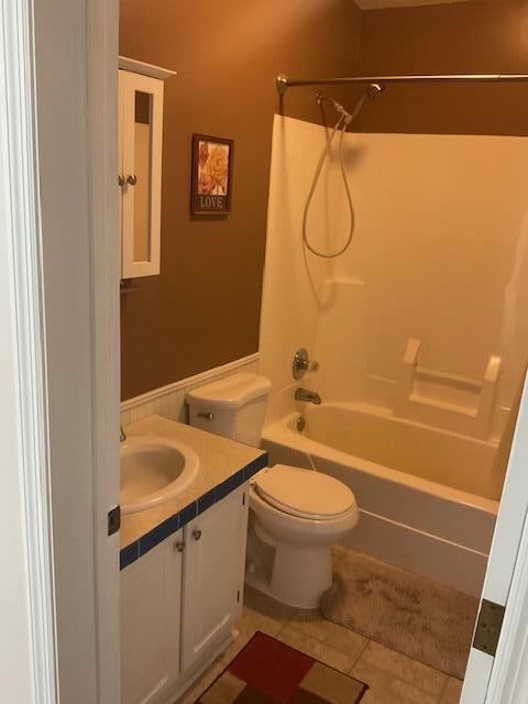 3124 Bluebird Dr, Bushkill, PA 18324 - full bathroom featuring tub / shower combination, vanity, and tile patterned flooring
